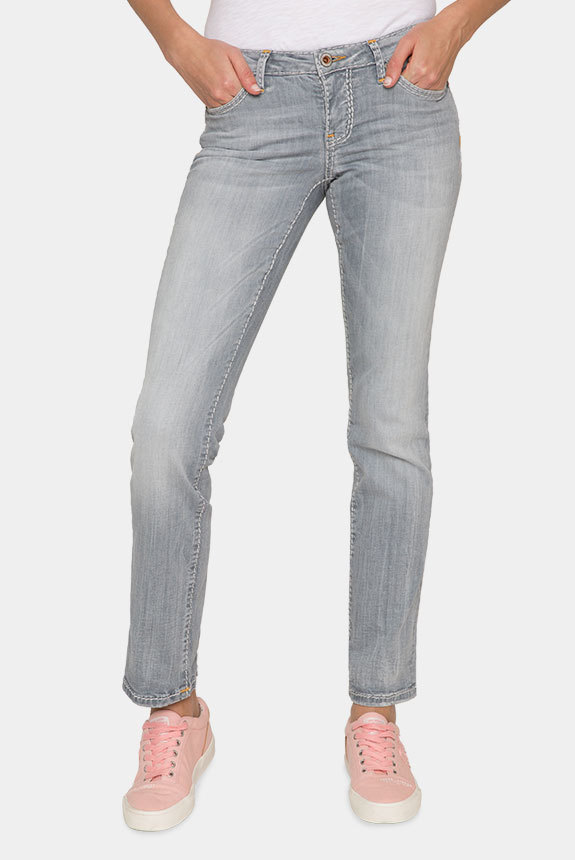 Jeans RO:MY mit breiten Steppnähten medium grey used