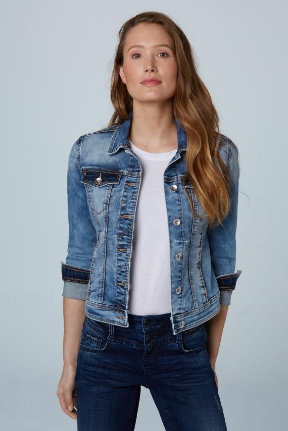 Jeansjacke LA:RA mit Streifen-Tape