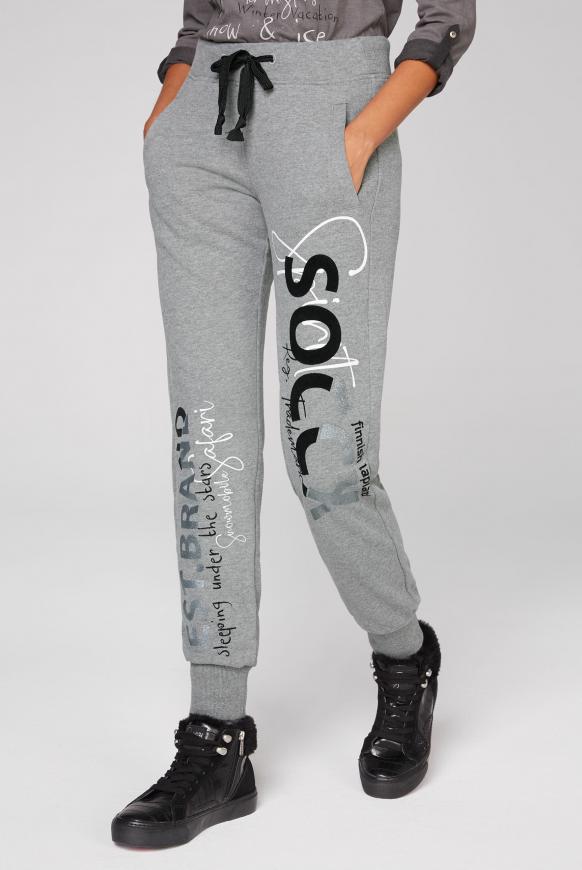 Jogginghose mit Flock- und Glitter-Print