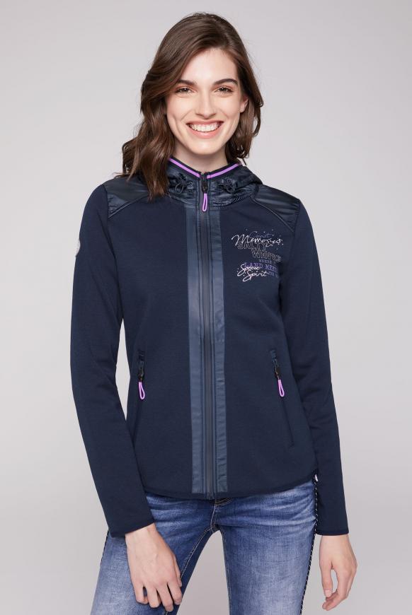 Kapuzenjacke im Materialmix blue navy