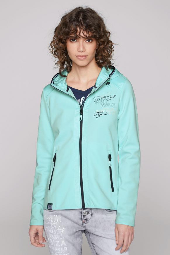 Kapuzenjacke im Materialmix ocean aqua