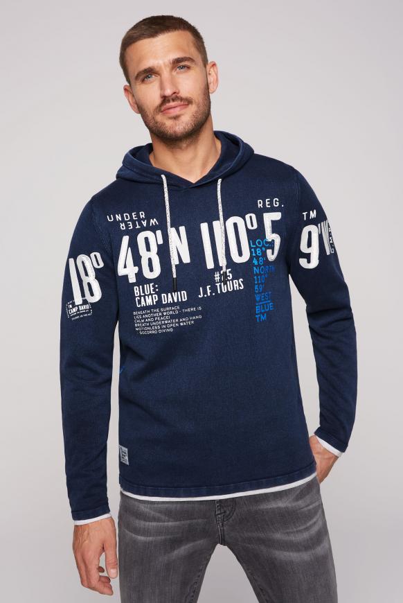 Kapuzenpullover mit Saum-Layering blue navy