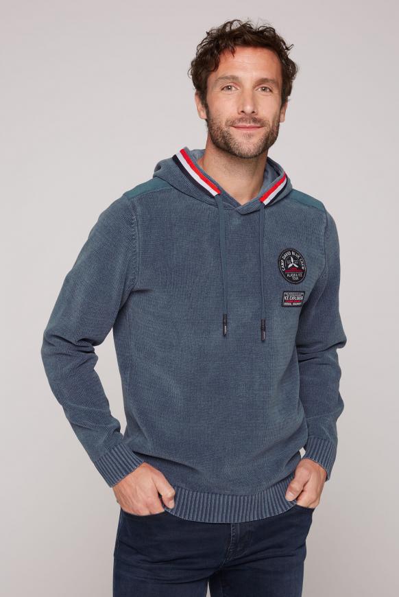 Kapuzenpullover mit Tape und Patches dark sky