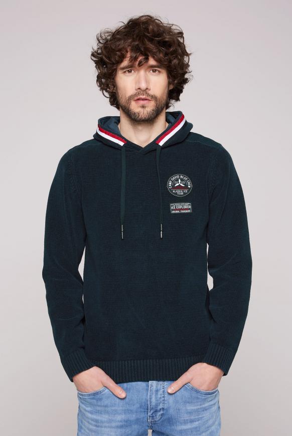 Kapuzenpullover mit Tape und Patches frozen navy