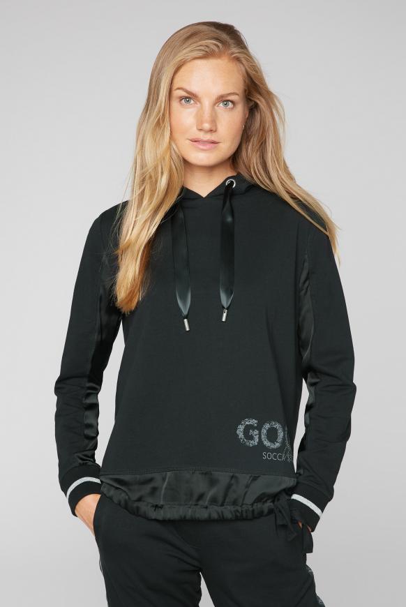 Kapuzenshirt im Materialmix mit Label Prints