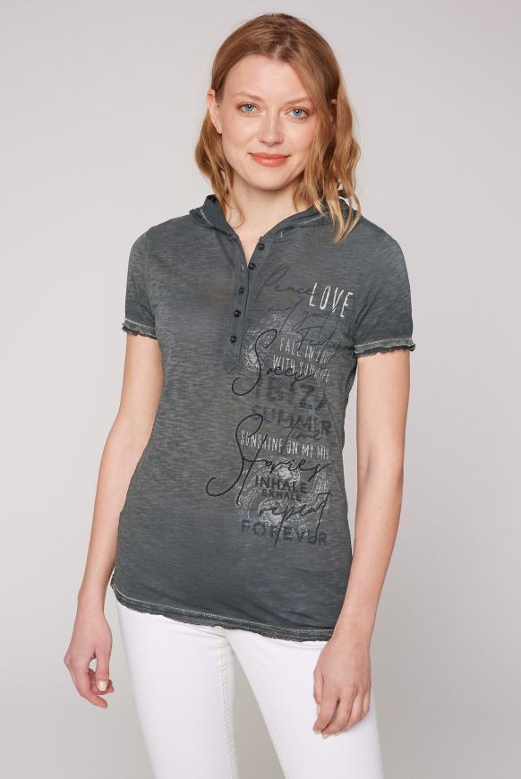 Kapuzenshirt mit Mesh-Details und Artwork