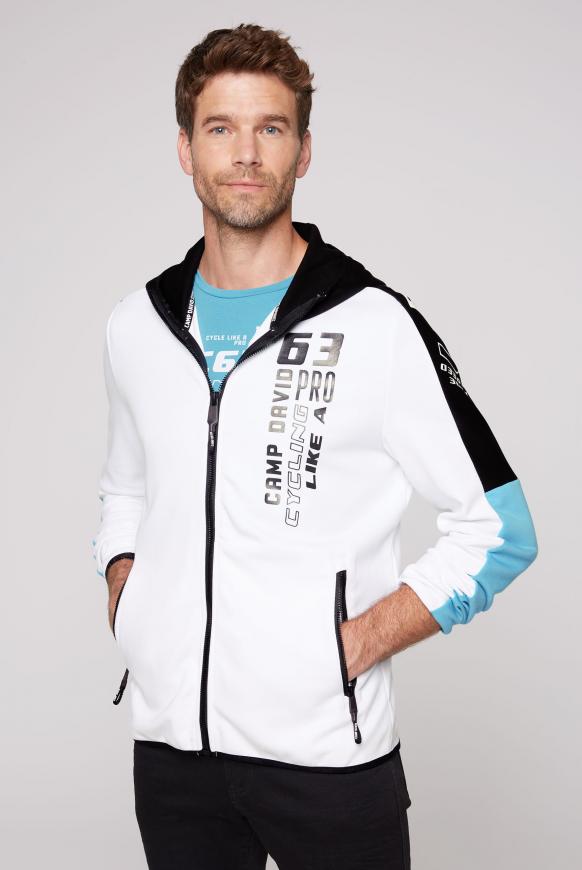Kapuzensweatjacke mit Colour-Blocking opticwhite