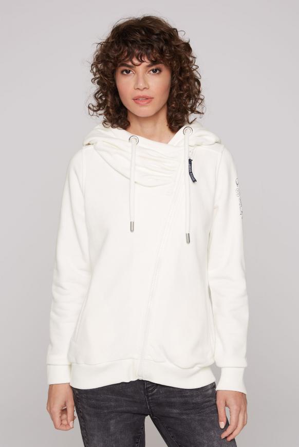 Kapuzensweatjacke mit diagonalem Reißverschluss
