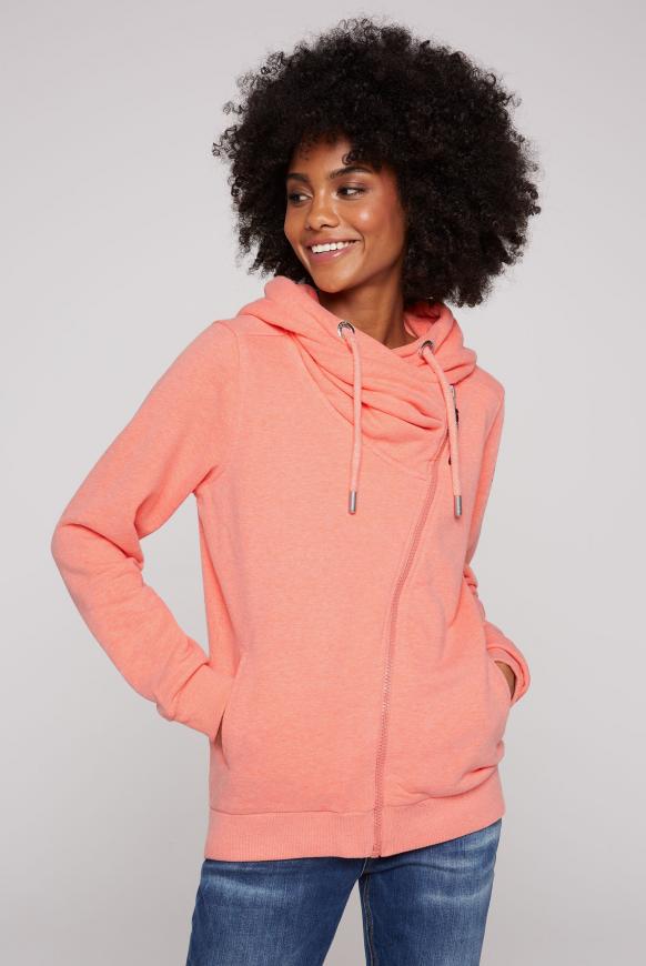 Kapuzensweatjacke mit diagonalem Reißverschluss