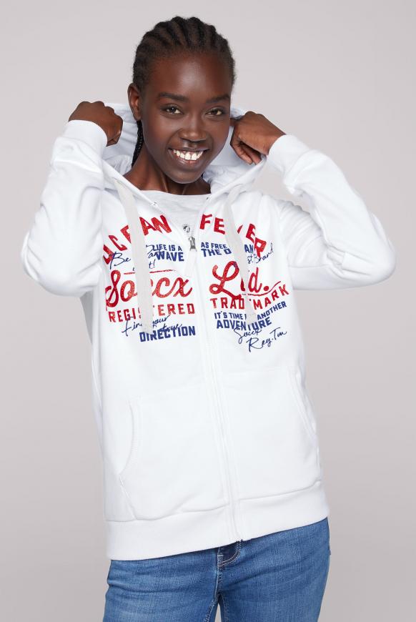 Kapuzensweatjacke mit Glitter Artwork opticwhite