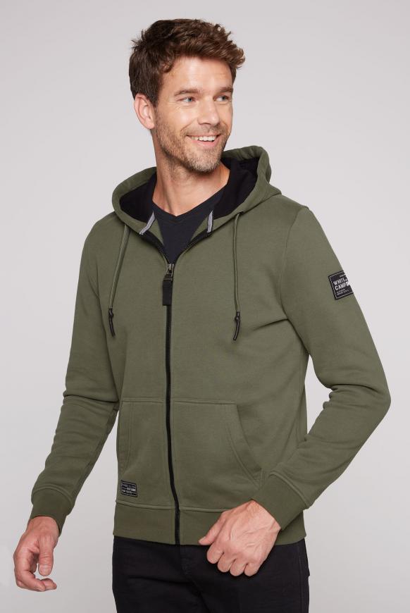 Kapuzensweatjacke mit Patches green olive