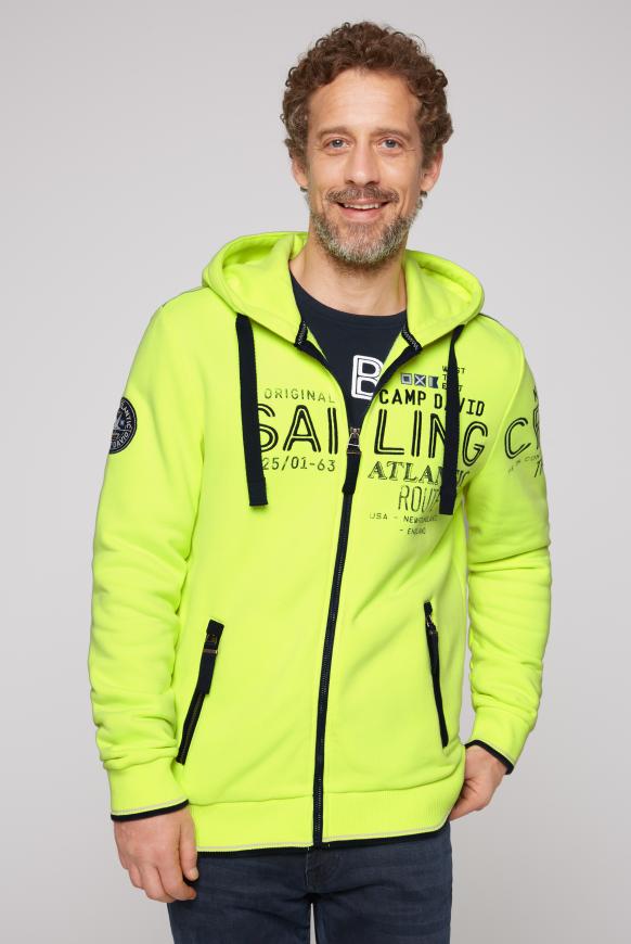 Kapuzensweatjacke mit plakativen Artworks neon lime