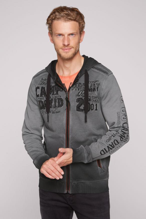Kapuzensweatjacke mit Strick-Details