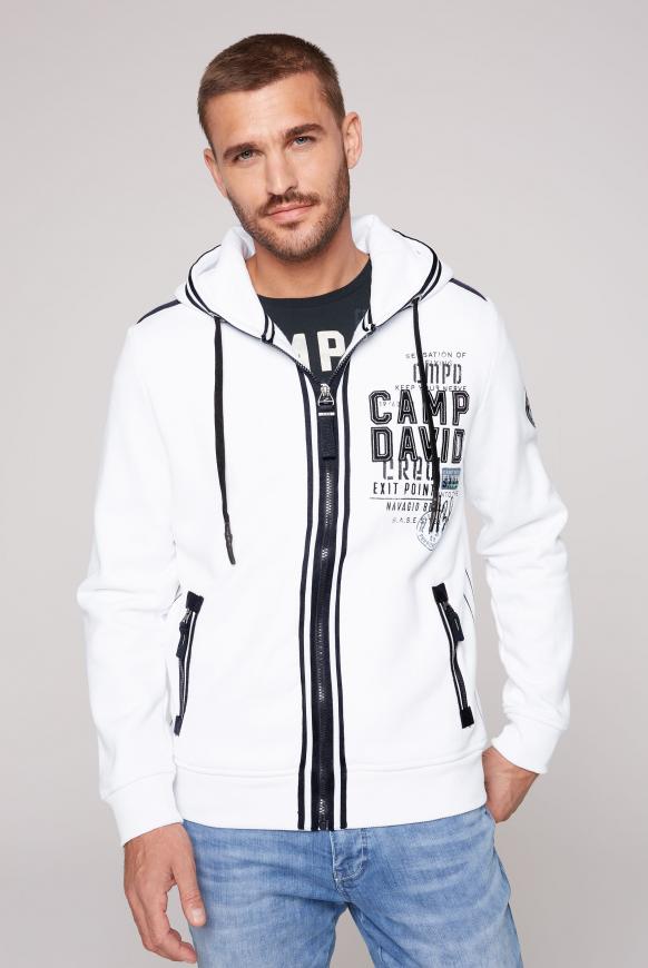 Kapuzensweatjacke mit Tapes und Artworks opticwhite