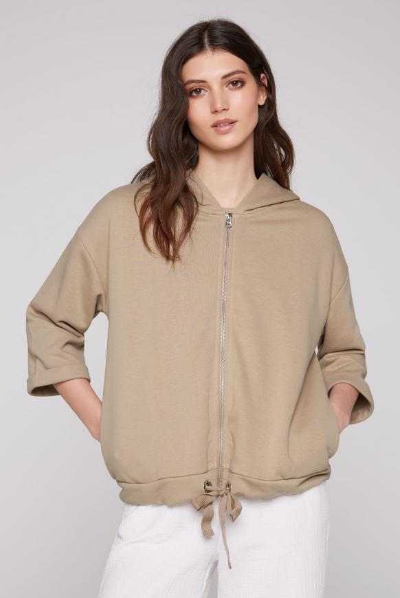 Kapuzensweatjacke Oversized mit kurzen Ärmeln sandpaper