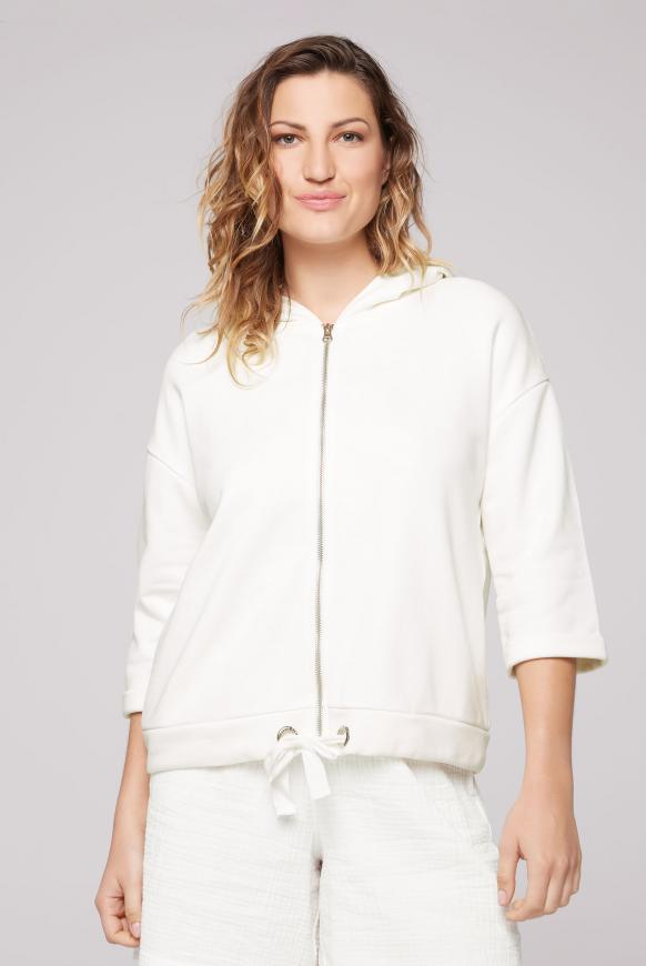 Kapuzensweatjacke Oversized mit kurzen Ärmeln cotton white