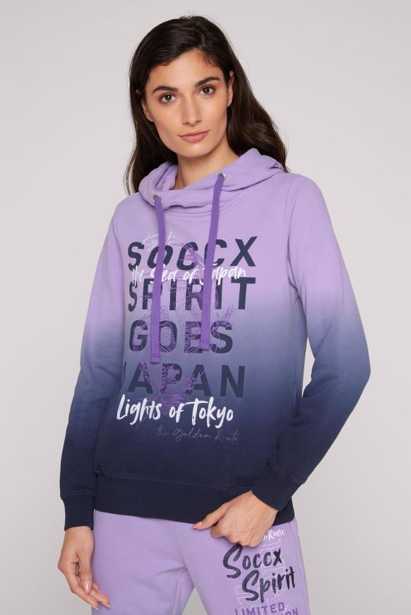 Kapuzensweatshirt Dip Dye mit Artworks faded lavender
