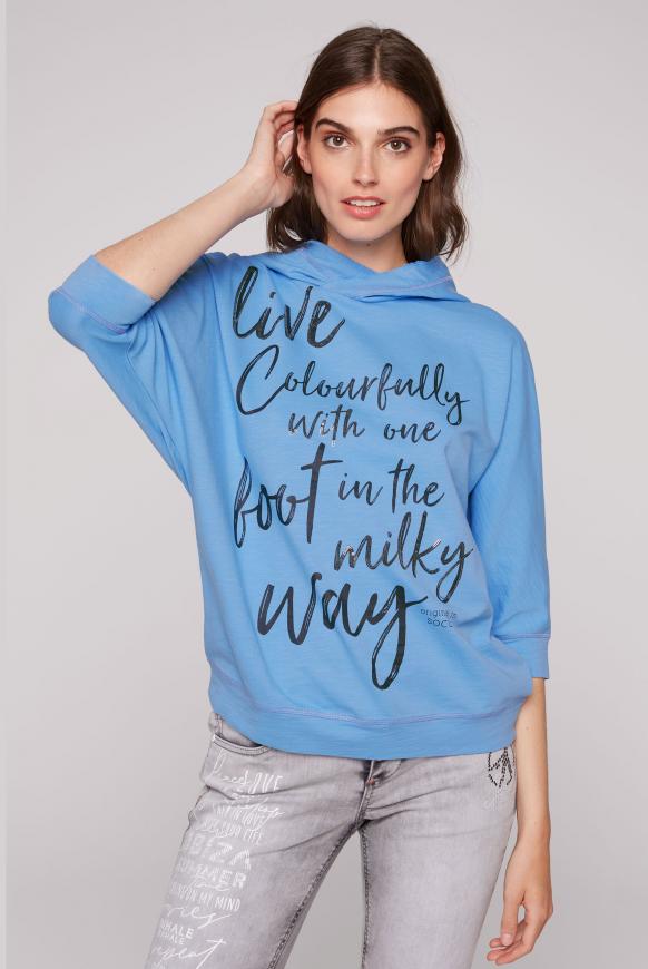 Kapuzensweatshirt mit kurzen Ärmeln soft blue
