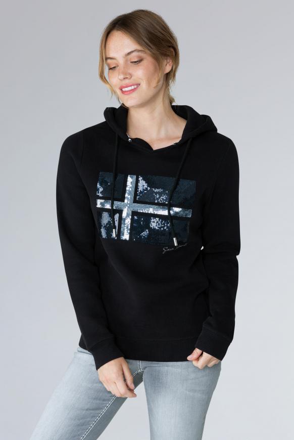 Kapuzensweatshirt mit Pailletten-Artwork
