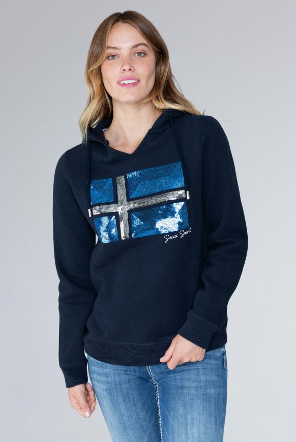 Kapuzensweatshirt mit Pailletten-Artwork
