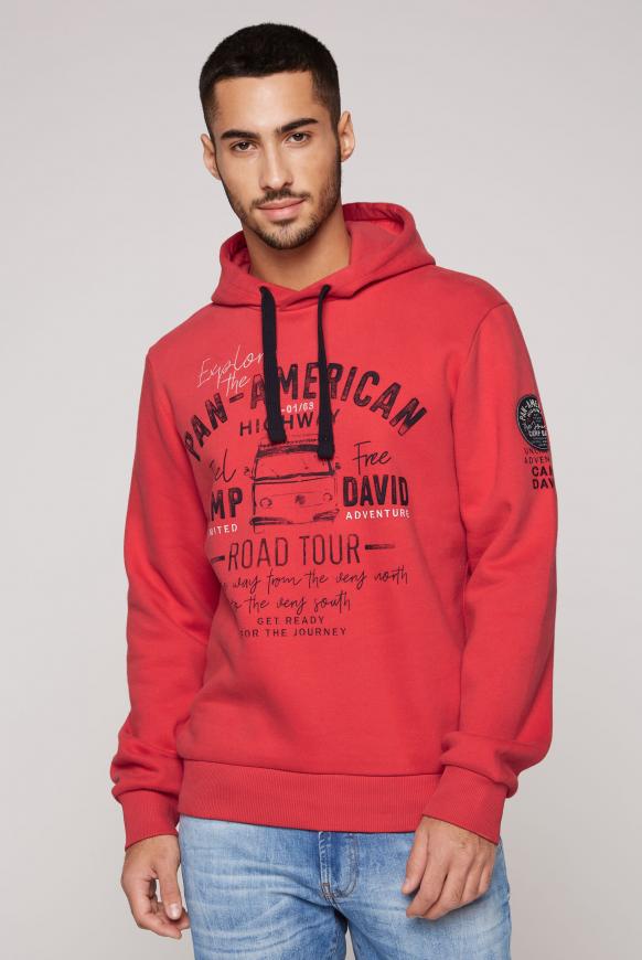 Kapuzensweatshirt mit plakativen Artworks red orange