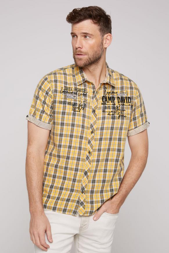 Kariertes Freizeithemd mit Logo Artworks mountain yellow