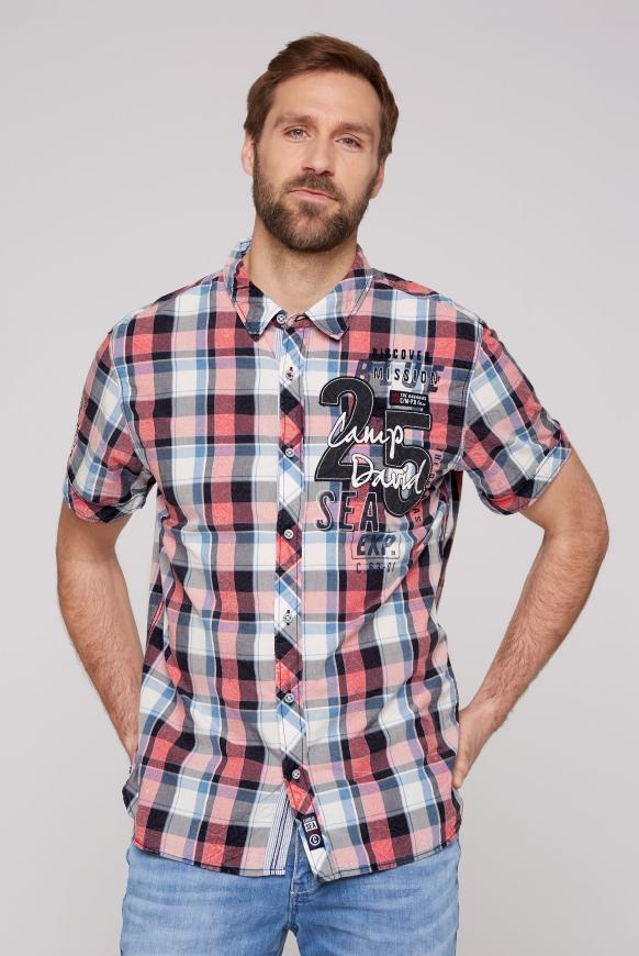Karohemd mit Knitter-Look und Logo-Tapes