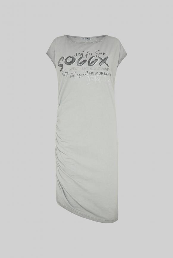 Kleid mit seitlicher Raffung und Logo Print