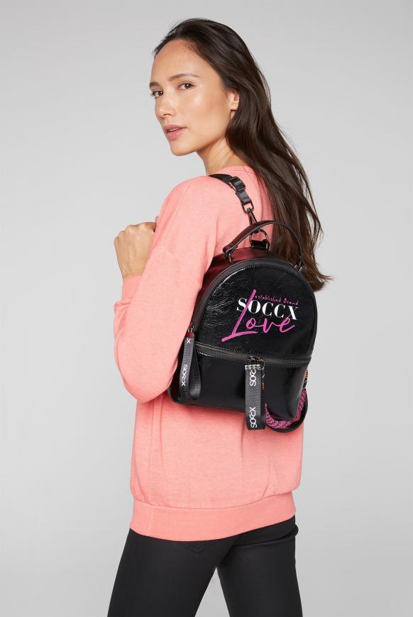 Kleiner Rucksack mit Logo Print und Kordel