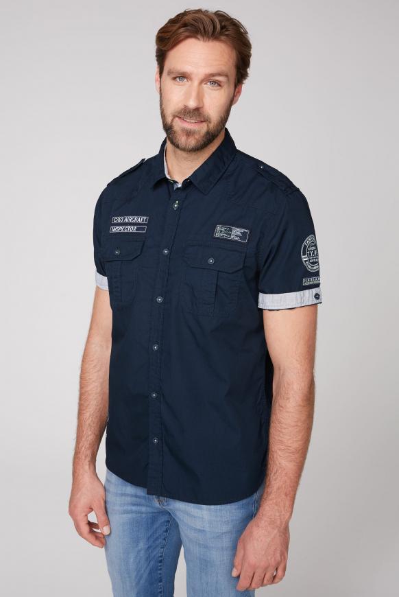 Kurzarmhemd im Piloten-Stil mit Label Patches