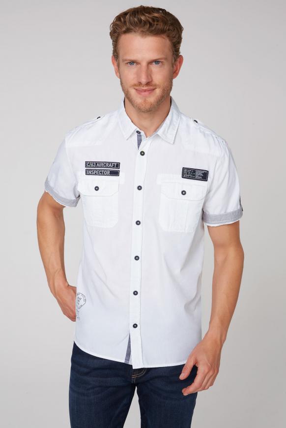 Kurzarmhemd im Piloten-Stil mit Label Patches