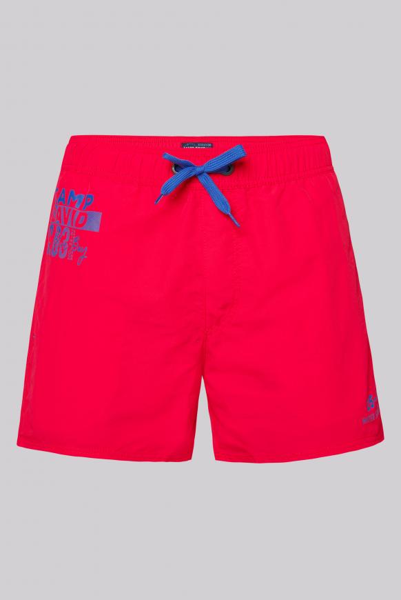 Kurze Badeshorts mit Kontrastkordel und Prints