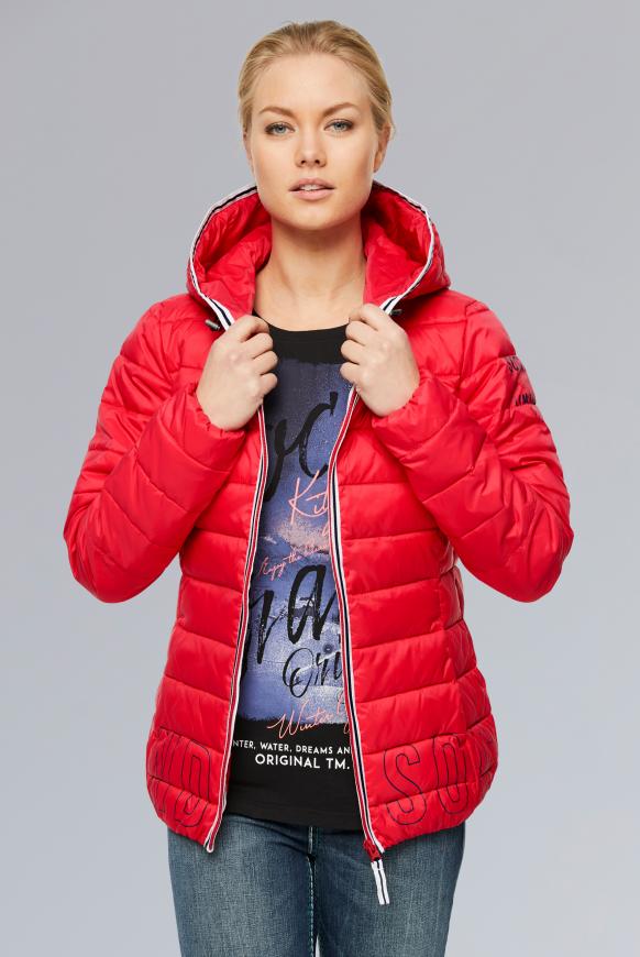 Kurze Steppjacke mit Kapuze und Tape