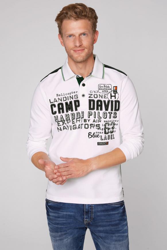 Langärmliges Poloshirt mit Logo-Applikationen