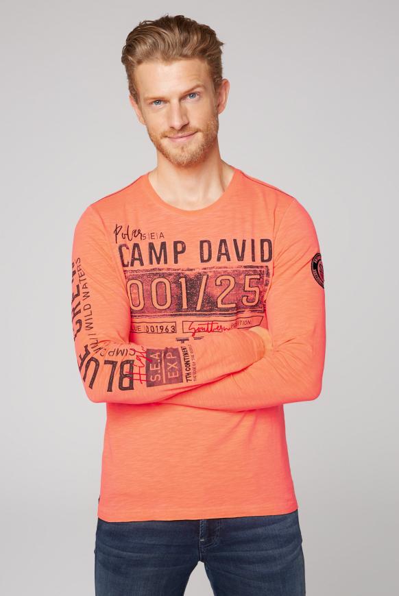 Langarmshirt mit Artworks in Used-Optik
