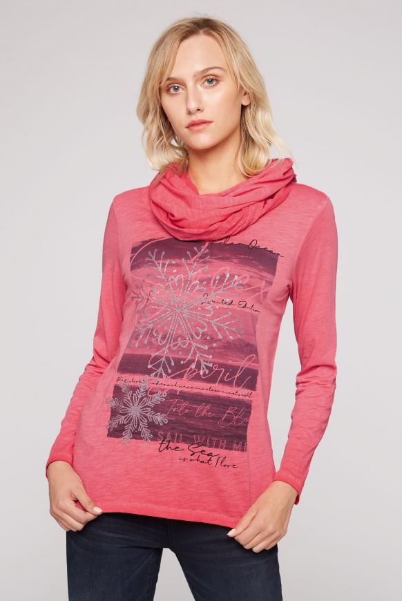 Langarmshirt mit drapierter Kapuze red glow