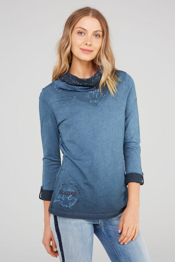 Langarmshirt mit hohem Logo-Kragen
