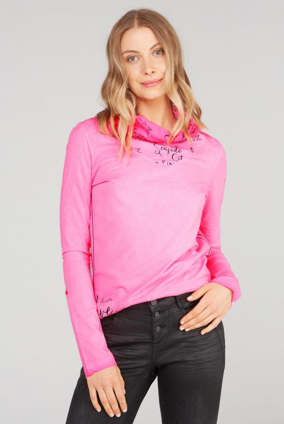 Langarmshirt mit hohem Logo-Kragen