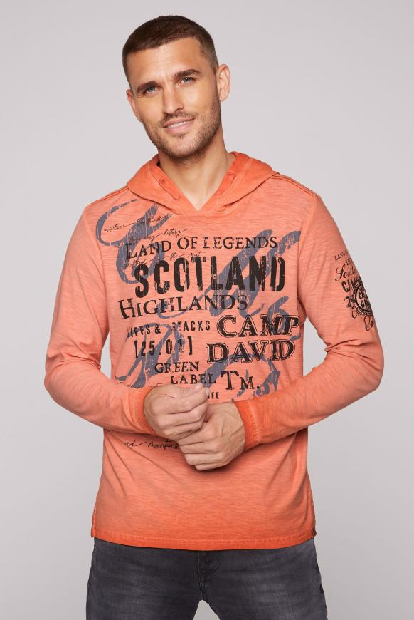 Langarmshirt mit Kapuze und Artworks burnt orange