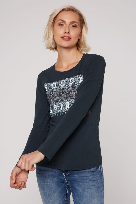 Langarmshirt mit Logo Print polar night