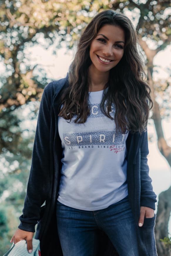Langarmshirt mit Logo Print cool blue