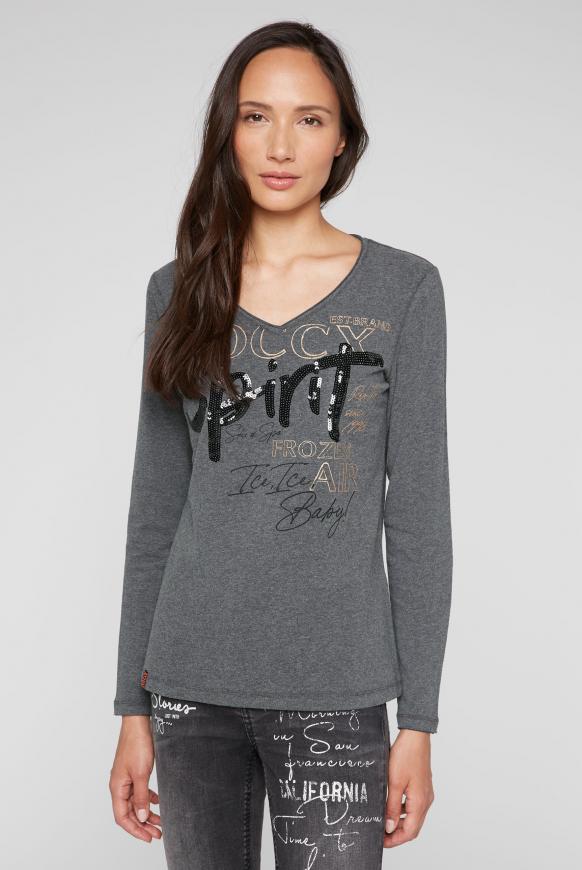 Langarmshirt mit Pailletten-Logo-Artwork