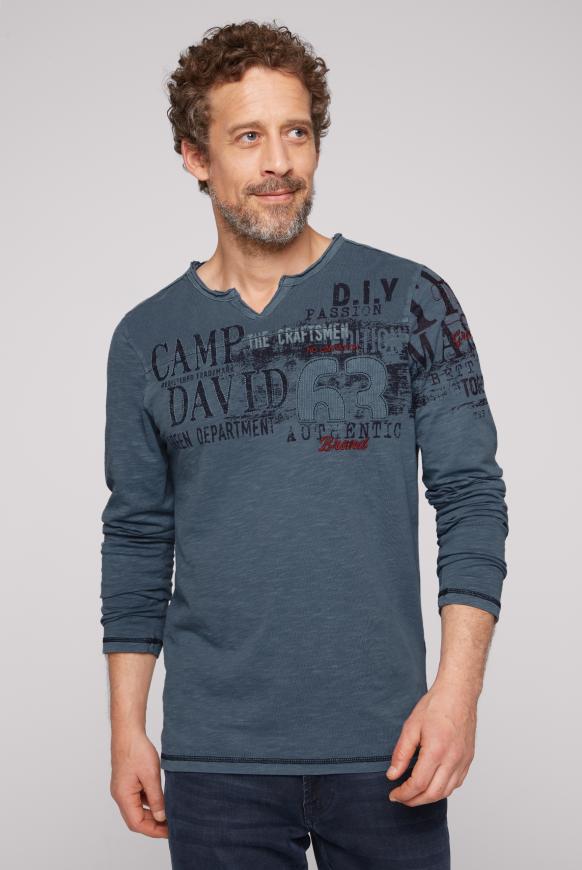 & DAVID | teal Langarmshirt mit Pikee-Einsatz SOCCX dark CAMP