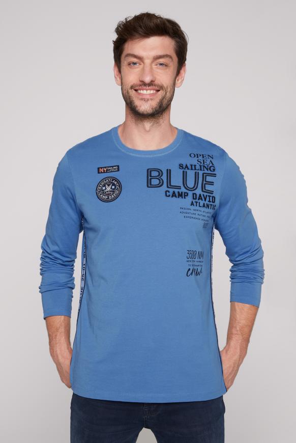 CAMP DAVID & SOCCX | Langarmshirt mit Prints und Patches sky blue