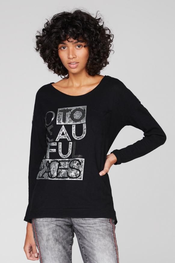 Langarmshirt mit Rubber Prints und Tasche