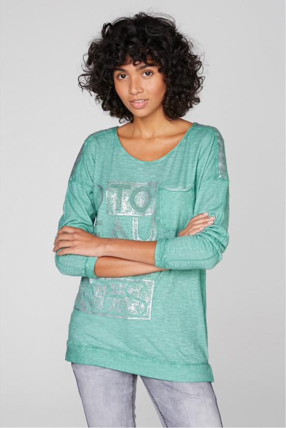 Langarmshirt mit Rubber Prints und Tasche