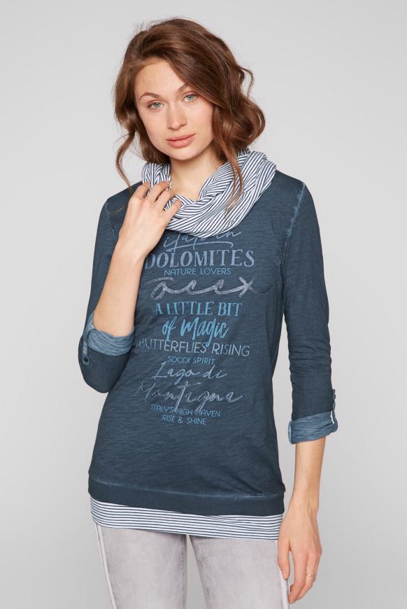 Langarmshirt mit Top und Loopschal 3-in-1