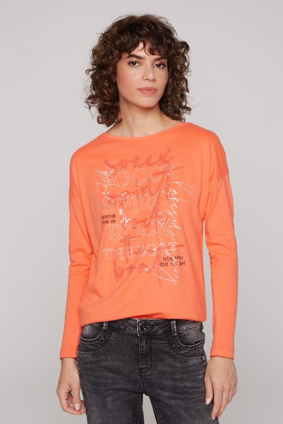 Langarmshirt mit U-Boot-Ausschnitt und Artwork