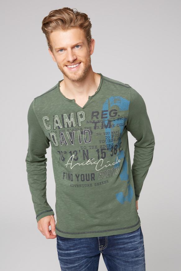 Langarmshirt mit Used-Optik und Artwork