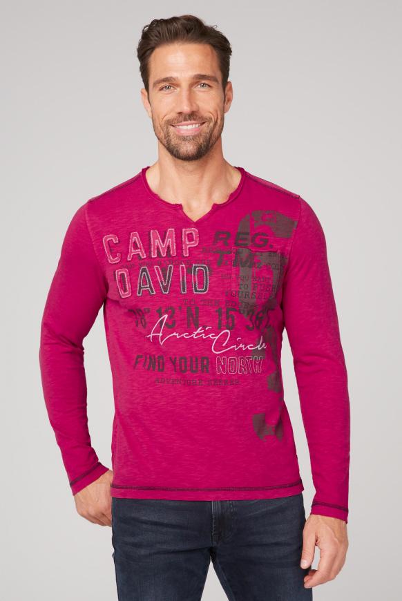 Langarmshirt mit Used-Optik und Artwork